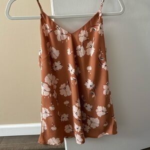 Beautiful camel color floral spaghetti strap shirt